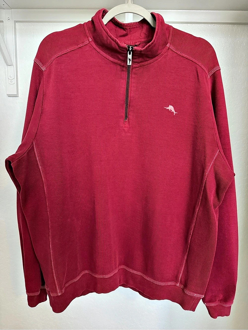 Men’s Tommy Bahama Tobago Bay 1/4 Zip Pullover, Distressed Red, Large